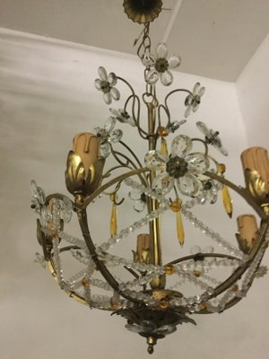 Vintage Chandelier With Beads And Crystal Flowers For At Pamono Vintage Chandelier With Beads And Crystal Flowers 8