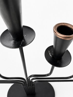 Seven-Arm Candelabra in Black Metal and Copper attributed to Gunnar Ander for Ystad-Metall, Sweden, 1960s — view 7