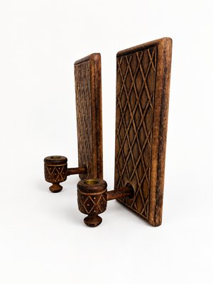 European, maker unknown · Hand-Carved Oak Wall Sconces — view 4