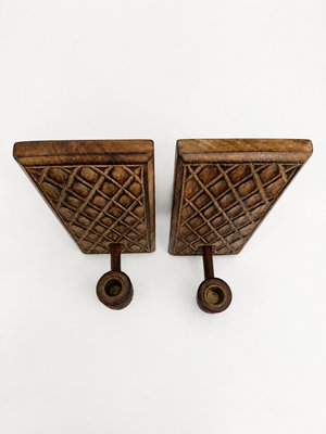 European, maker unknown · Hand-Carved Oak Wall Sconces — view 5