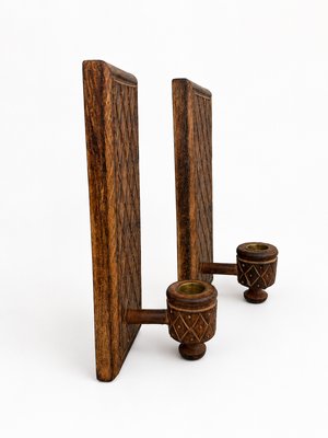 European, maker unknown · Hand-Carved Oak Wall Sconces — view 3