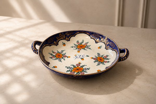 Vintage Decorative Ceramic Bowl with René Floral Motif by Regina Gouda, 1950s — view 4