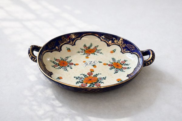 Vintage Decorative Ceramic Bowl with René Floral Motif by Regina Gouda, 1950s — view 1