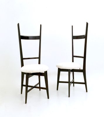 White Velvet And Solid Mahogany Chiavari Chairs 1950s Set Of 2