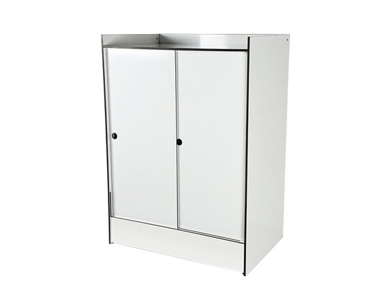 Meuble De Rangement Avec Etageres Et Portes Coulissantes En Plastique Lamine Blanc Pour La Rinascente Italie 1960s En Vente Sur Pamono