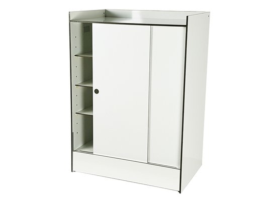 Italian White Laminated Plastic Storage Unit With Shelves