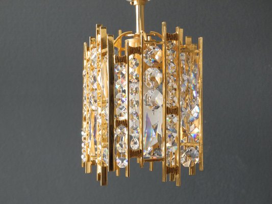 Small Brass Pendant Light small brass pendant lamp with faceted crystals from palwa 1970s 2