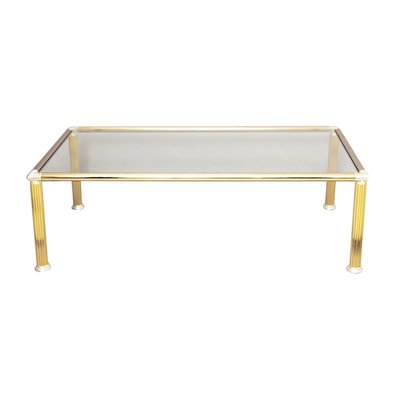 Chrome Brass Coffee Table With Column Shaped Legs 1970s For Sale At Pamono