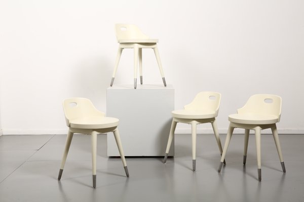 Weiße Vintage Hocker, 1950er, 4er Set bei Pamono kaufen