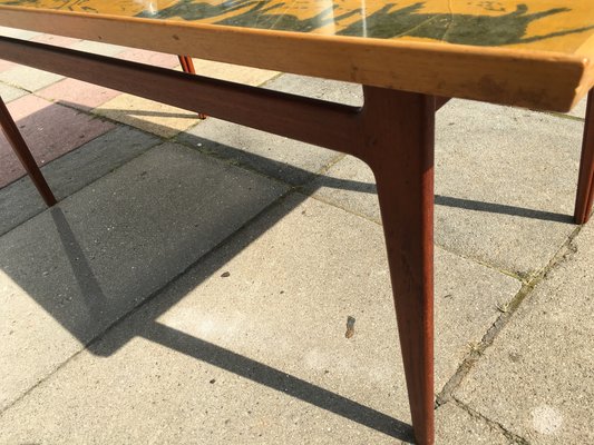 Vintage Danish Teak Coffee Table With Painted Top 1966 For Sale