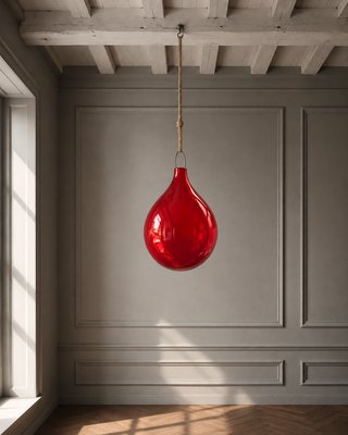 Large Vintage Red Blown Murano Glass Hanging Sphere by Nason