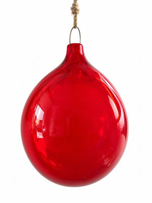 Large Vintage Red Blown Murano Glass Hanging Sphere by Nason