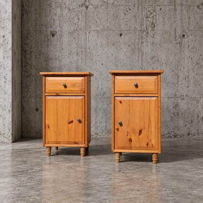 Leksvik Bedside Table with Drawer and Cupboard with Left and Right