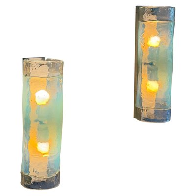 Giusto Toso Ice Glass Sconces for Toso Selezione, 1970s, Set of 2
