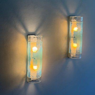 Giusto Toso Ice Glass Sconces for Toso Selezione, 1970s, Set of 2