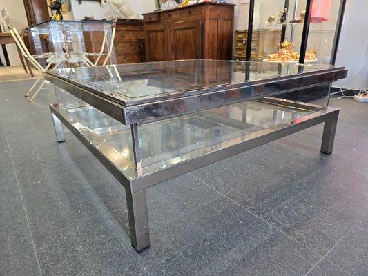 Couchtisch mit Schiebeplatte aus Chrom und Glas, 1970er bei Pamono kaufen
