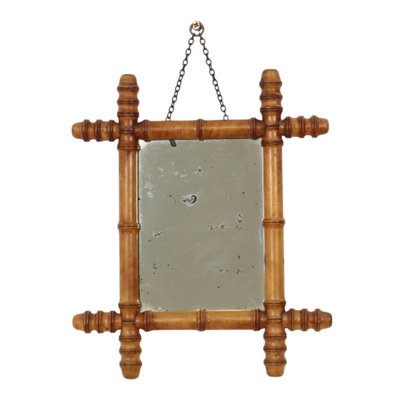 Antique Wooden Faux Bamboo Chinoiserie Mirror, 1890s for sale at