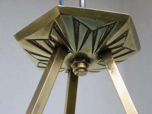 Art Deco Ceiling Light In Satined Glass Brass