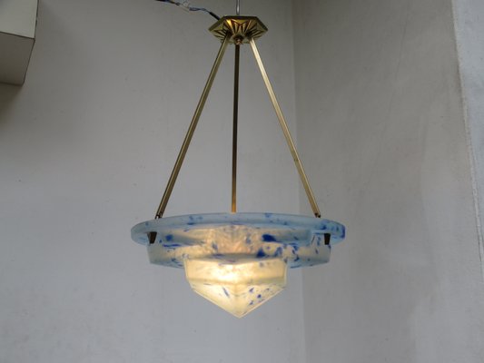 Art Deco Ceiling Light In Satined Glass Brass For Sale At Pamono