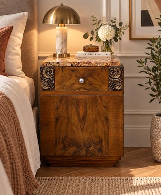 bedside table dressing Art Deco Walnut Set with Marble Top and Table, 1930s, Set of 2 for sale at Pamono Boho SKU:HTD510060 full length cocktail dress Cottagecore Dress Sewing Pattern Environmentally Friendly Finish