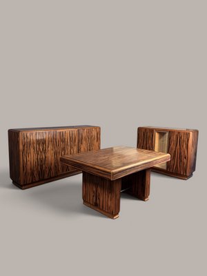 ヴィンテージ (アールデコ）ランチョンセット Art Deco Dining Room Set in Makassar Ebony, 1930, Set of 3 for