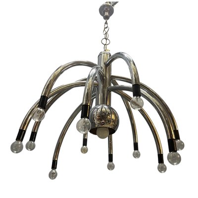 70年代 スペースエイジ ヴィンテージ照明Goffredo Reggiani Vintage Space Age Chrome 13-Light Chandelier attributed to