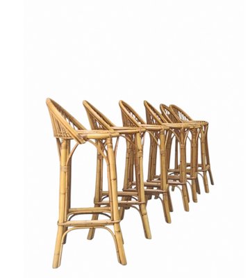Vintage Rattan and Bamboo Bar Stools by Franco Albini, Italy
