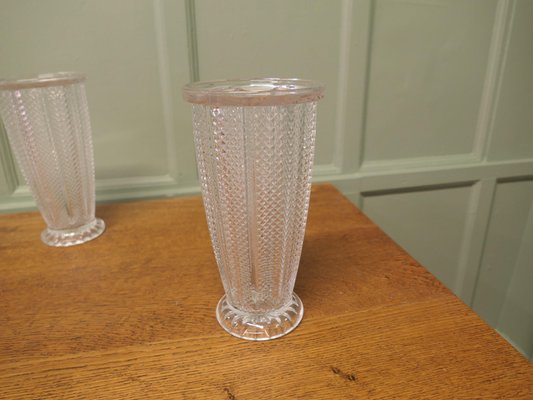 Große Französische Art Deco Glasvasen, 1960, 2er Set bei Pamono kaufen