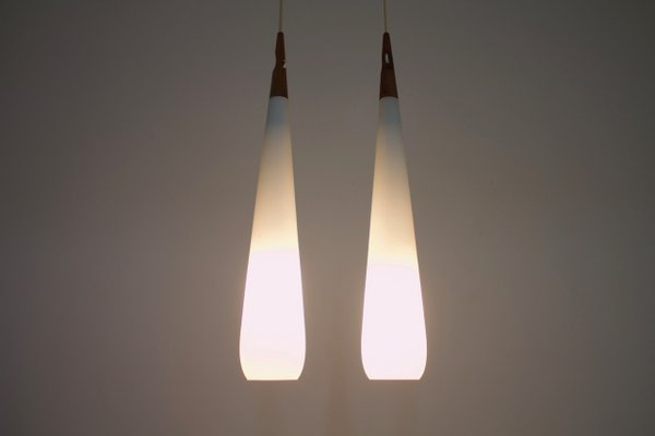 Swedish Drop Pendant Lamps By Uno Östen Kristiansson For Luxus 1960s Set Of 2 Swedish Drop Pendant Lamps By Uno Östen Kristiansson For Luxus 1960s Set Of 2