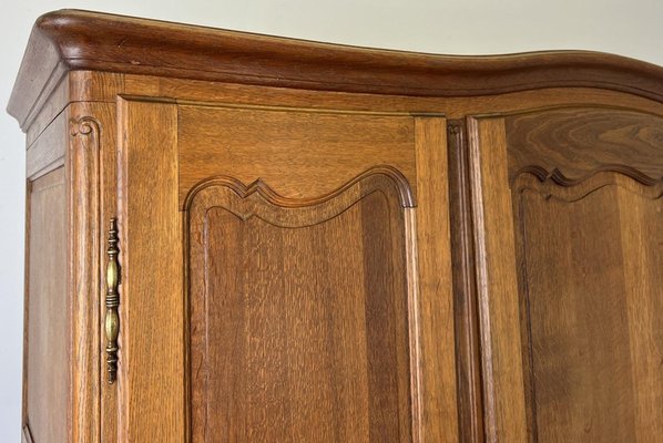 Vintage French Louis XVI Style Carved Oak 3-Door Wardrobe for sale