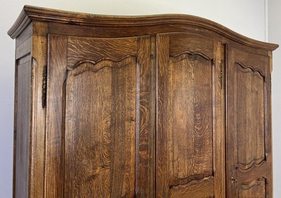 Vintage French Louis XVI Style Carved Oak 3-Door Wardrobe for sale