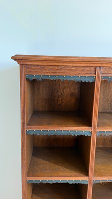 オーダー品 Antique Book open Shelf Caster Antique English Victorian Oak Open Bookcase with Leather-Trimmed