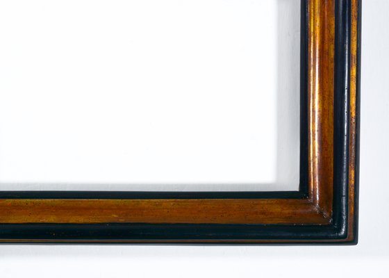 Large Antique Italian Mirror in Ebonized and Gilt Wood Frame in