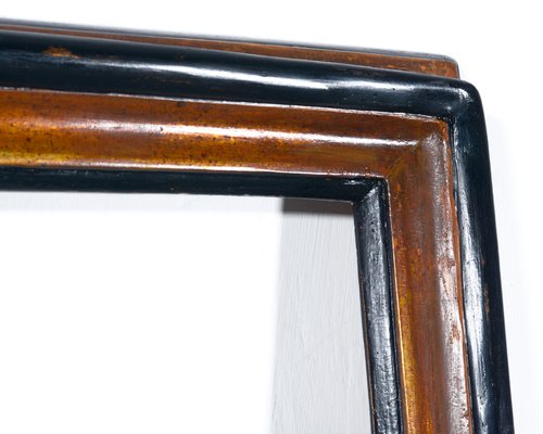 Large Antique Italian Mirror in Ebonized and Gilt Wood Frame in