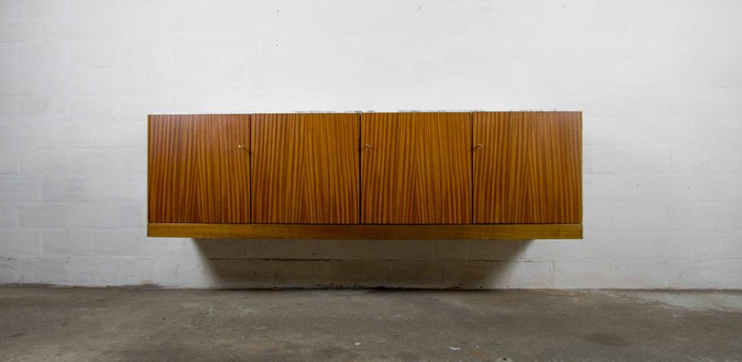 Floating Marble Walnut Credenza By Jos De Mey For Van Den Berghe