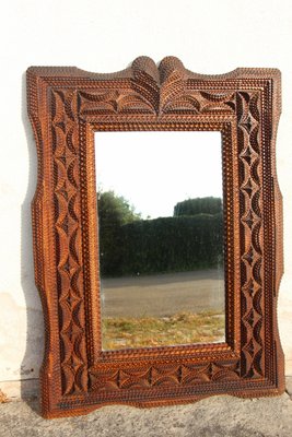 19th Century Tramp Art Mirror for sale at Pamono