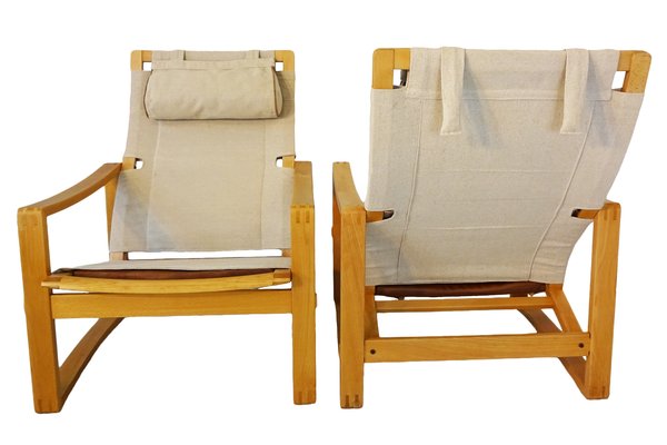 Danish Mid Century Safari Chairs by B rge Jensen S nner for Bernstorffsminde M belfabrik Set of 2