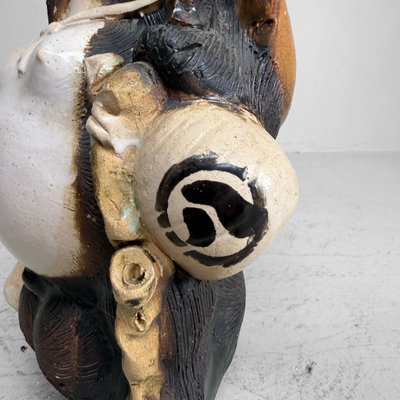 Japanese Shōwa Shigaraki Ware Tanuki Statue, 1960s for sale at Pamono