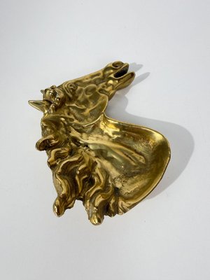 Mid-Century Modern Sculptural Brass Horse Head Ashtray, 1970s for