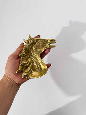 Mid-Century Modern Sculptural Brass Horse Head Ashtray, 1970s for
