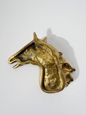 Mid-Century Modern Sculptural Brass Horse Head Ashtray, 1970s for