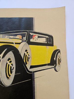 Art Deco Bugatti Automobile Advertising Poster, 1930s for sale at