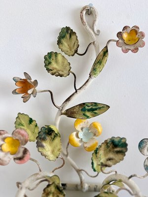 Vintage Florentine Style 2-Light Floral Tole Wall Sconces in Hand