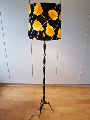 Copper Floor Lamp With Tripod And Multicolored Shade 1950s For Copper Floor Lamp With Tripod And Multicolored Shade 1950s 2