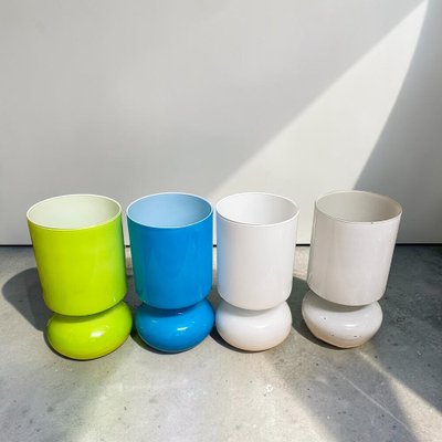 Green, Blue and White Hand-Blown Glass Lykta Table Lamps from Ikea, Set of 4 for sale at Pamono