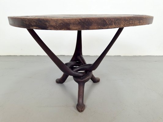 Vintage African Handmade Wooden Folding Table, 1960s for sale at