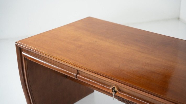 Large Mid-Century Modern Wood Desk attributed to Osvaldo Borsani
