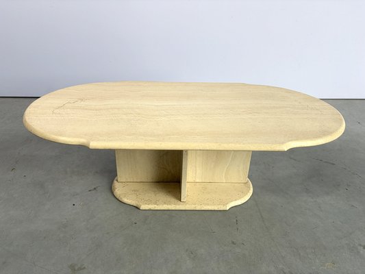 Vintage Oval Travertine Coffee Table, 1980s for sale at Pamono