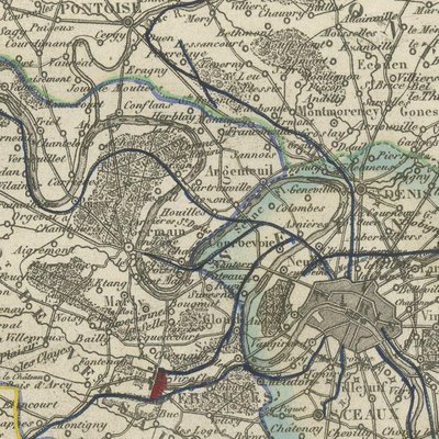 Antique Map of the Seine et Oise with Versailles by Vuillemin