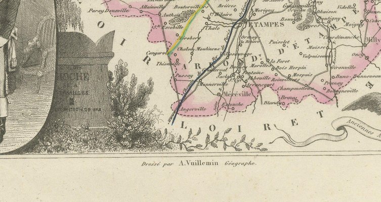 Antique Map of the Seine et Oise with Versailles by Vuillemin